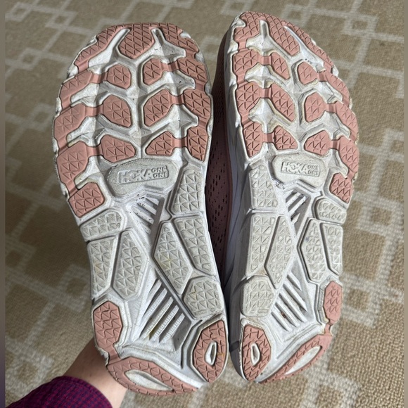 HOKA Clifton 7 Running Shoes Pink Mesh Cushioned Trainer Size 11 - Picture 5 of 12